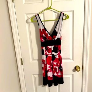 Trixxi Pink, Black & White V-Neck Dress